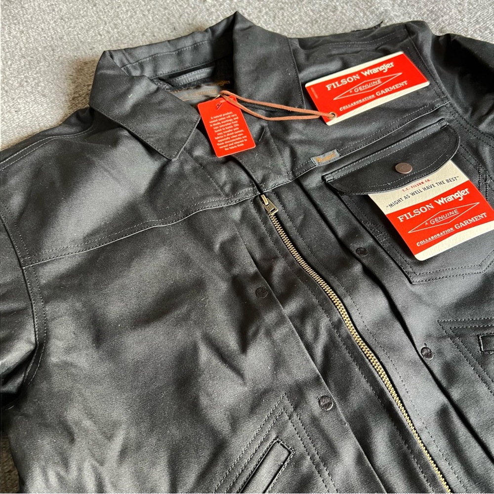 Filson X Wrangler Mackinaw Wool Lined Tin Cloth Archival Adventure Jacket Waxed - Picture 14 of 16